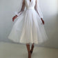 Graduation dress Short A Line Prom Dresses V Neck Long Puff Sleeve Tulle Formal Wedding Evening Party Dresses For Graduation    fg2856