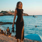 Long Black Sleeveless Party Dress Fashion Gown     fg5963
