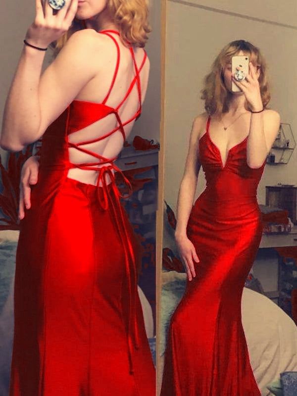Robe de bal sirène longue et moulante, col en V, simple, fg7648