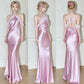 Pink Halter Prom Dress, Evening Party Dress For Women    fg7446