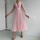 Graduation dress Short A Line Prom Dresses V Neck Long Puff Sleeve Tulle Formal Wedding Evening Party Dresses For Graduation    fg2856