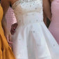 White Strapless A Line Unique Homecoming Dress Sparkly Party Dress    fg7545