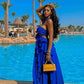 Royal Blue Halter Evening Dresses Long Chiffon Prom Gowns  fg7475