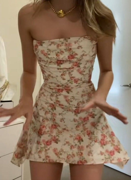 New Arrival Strapless Floral Print Homecoming Dress Party Dress     fg7556