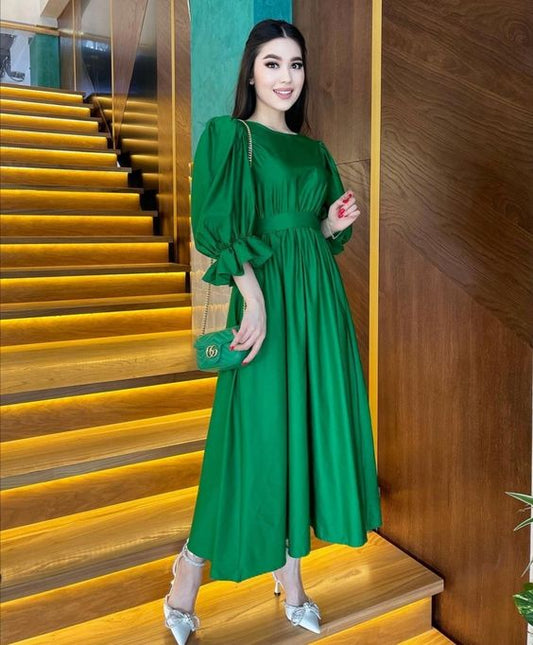Robe de bal trapèze verte pour femme, simple, fg5784