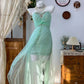 A-Linie Grünes trägerloses Vintage-Ballkleid Langes Abendkleid fg8037