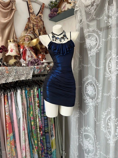 Robe de soirée courte noire irrégulière, tenue d'anniversaire, robe de cocktail, fg8064