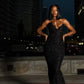 Black Strapless Mermaid Long Prom Dress Evening Gown        fg6763