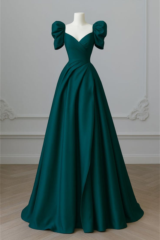A Line Short Sleeves Simple Long Prom Party Dress Long Evening Dress   fg8074