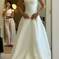 A Line White Satin Elegant Wedding Dress Long Bridal Gown   fg7603