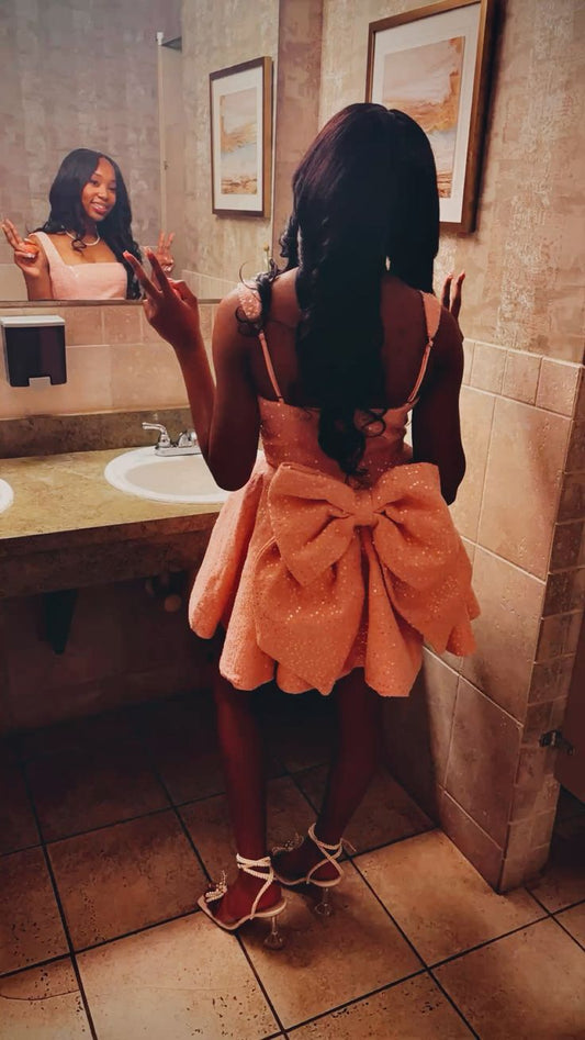Robe de soirée courte à paillettes rose, robe de cocktail, robe de soirée courte, fg7929