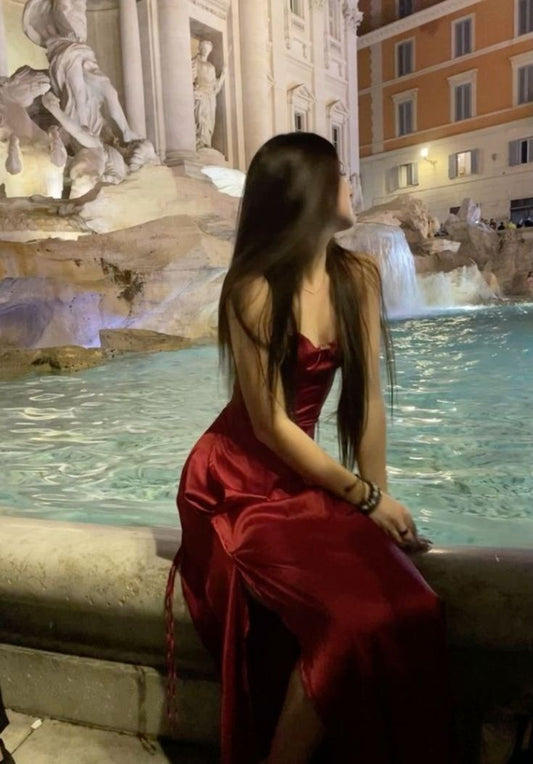 Burgundy Simple Prom Party Dress Long Formal Evening Dress    fg7482