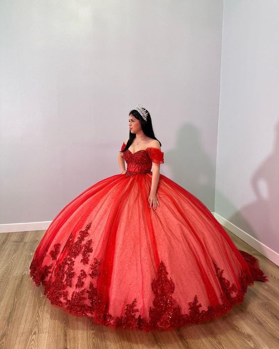 Red Off The Shoulder Ball Gown,Red Sweet 16 Dress,Princess Dress fg562 formalgowns Red Off The Shoulder Ball Gown,Red Sweet 16 Dress,Princess Dress fg562 formalgowns