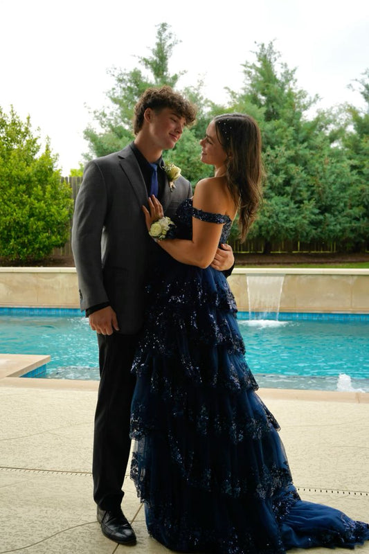 Schulterfreies, glänzendes, langes Partykleid, Abendkleid, Ballkleider fg7833