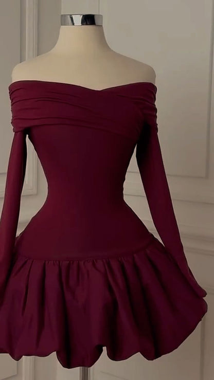 Burgundy Off Shoulder Homecoming Dress Short Evening Dress Cocktail Dresses Short Party Dress   fg7949
