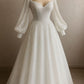 A Line Long Sleeves Shiny Long Bridal Gown Wedding Dress    fg7835