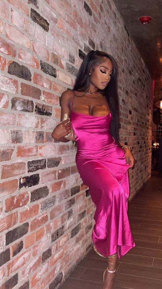 Hot Pink Simple Prom Dress Evening Party Dress       fg7406