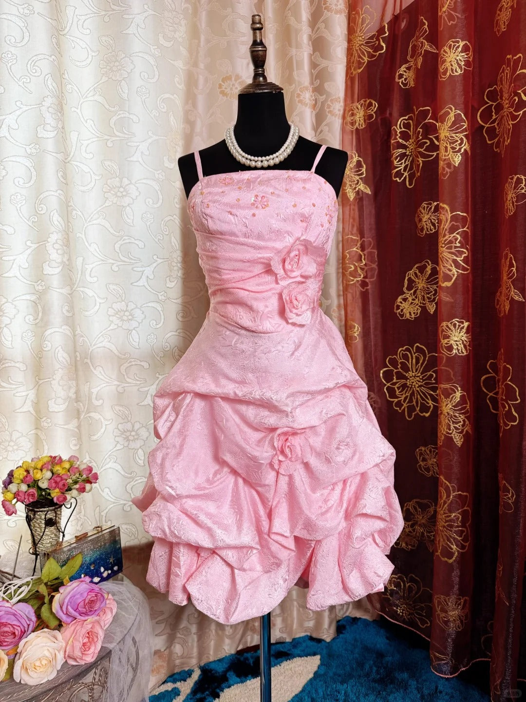 Pink Birthday Outfit Short Evening Dress Short Party Dress Vintage Homecoming Dress fg8090