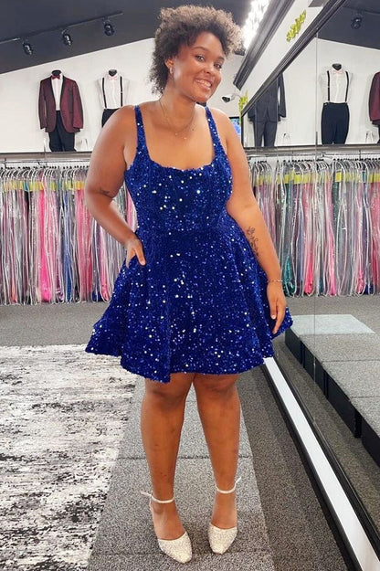 A-Line Square Neck Sequin Short Party Dress Homecoming Dress fg6455 formalgowns A-Line Square Neck Sequin Short Party Dress Homecoming Dress fg6455 formalgowns