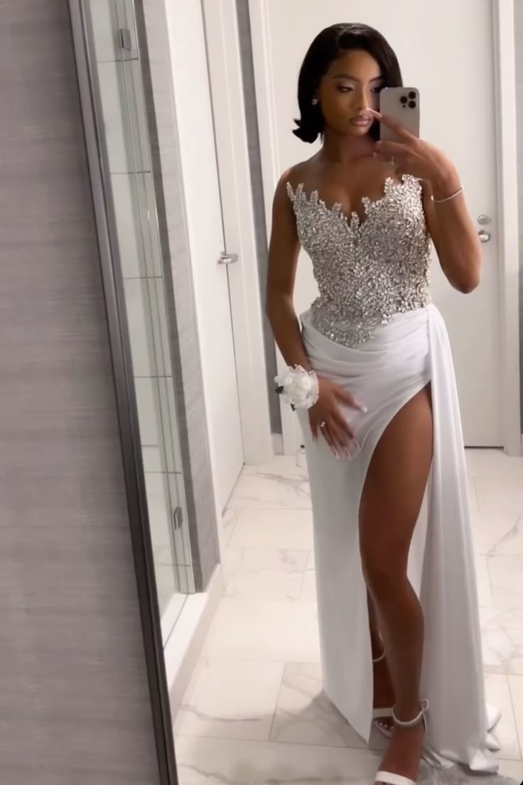 Gorgeous Long White A-line Prom Dress With Slit       fg6776