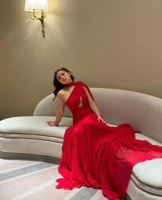 Robe de soirée rouge fendue sur le côté pour femme fg6266