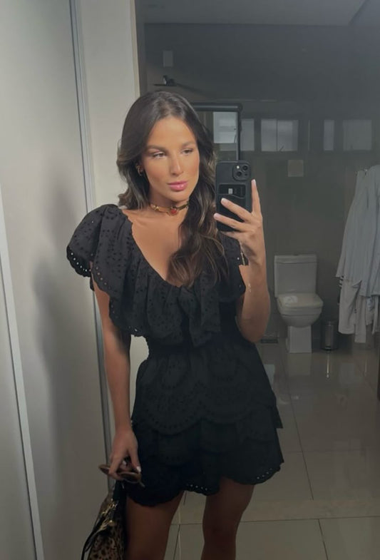 Robe de soirée courte en dentelle noire, sexy, robe de cocktail, robe de soirée courte, fg7968