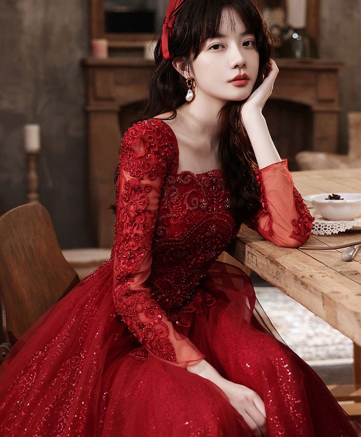 Burgundy Aline Lace Long Prom Dress, Burgundy Tulle Formal Graduation formalgowns Burgundy Aline Lace Long Prom Dress, Burgundy Tulle Formal Graduation formalgowns