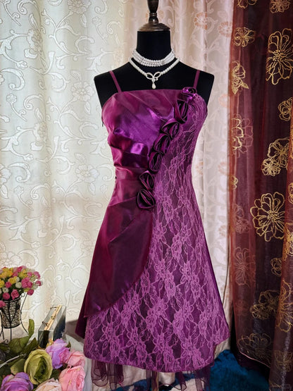 Purple Birthday Outfit Short Evening Dress Short Party Dress Vintage Homecoming Dress   fg8089
