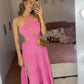 A Line Pink Halter Simple Formal Dress New Arrive Party Dress Evening Dress   fg7936