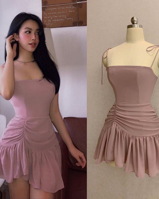 Robe de soirée courte en mousseline de soie, tenue d'anniversaire, robe de cocktail, robe de soirée courte, fg7988
