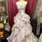 Vintage Pink Strapless Long Prom Party Dress Long Evening Dress   fg8084
