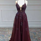 A-LINE V-NECK SPAGHETTI STRAPS TULLE PROM DRESS/EVENING DRESS      fg5396