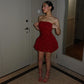 A Line Red Sequin Birthday Outfit Short Evening Dress Short Party Dress Homecoming Dress  fg8053