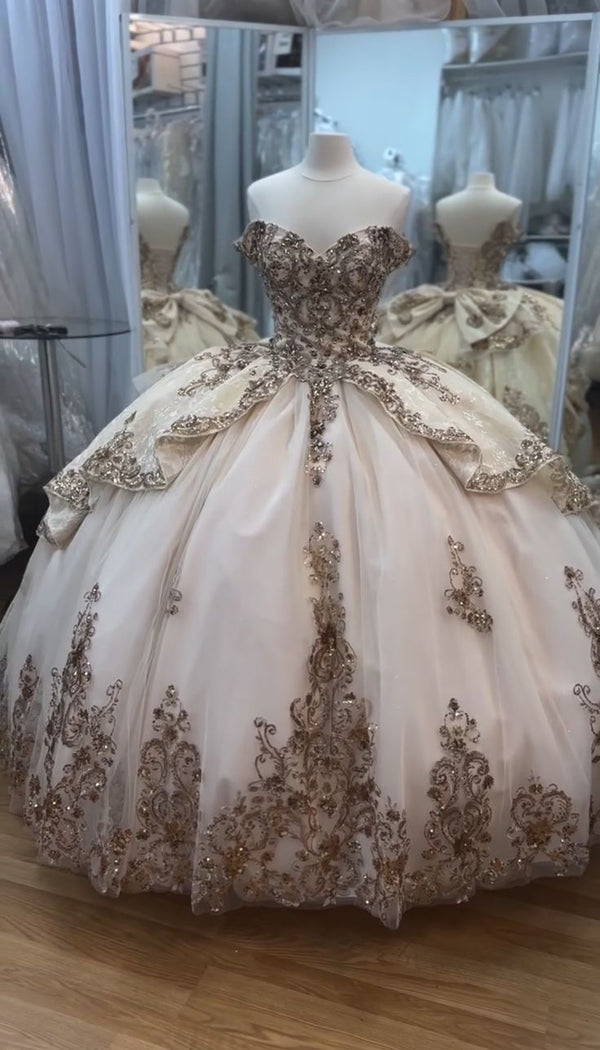 Black Off The Shoulder Ball Gown,Sweet 16 Dress,Quinceanera Dress Y5299