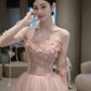 A Line Pink Long Formal Dress Tulle Evening Dresses     fg7673