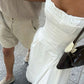 A Line White Sleeveless Prom Dress Evening Party Gowns    fg7429