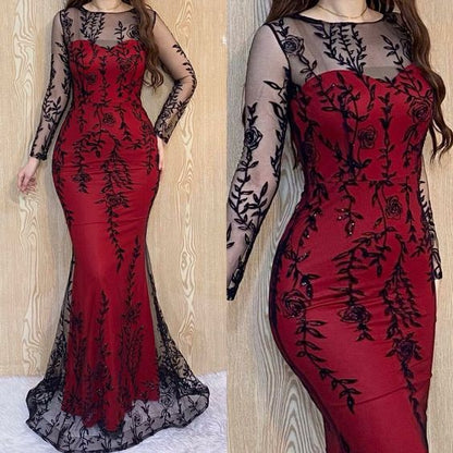 Mode Geburtstag Party Kleid Langarm Abendkleider fg6607