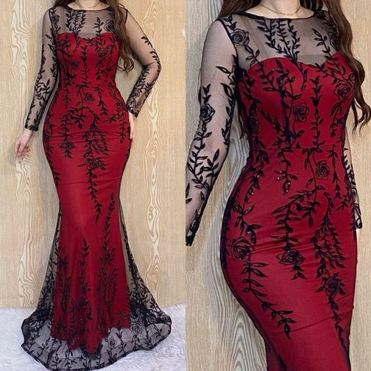 Mode Geburtstag Party Kleid Langarm Abendkleider fg6607