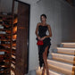 Spaghetti Straps Sexy Black Evening Dress Ruffles Prom Dresses   fg7569