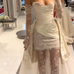 Elegant Spaghetti Strap Satin Lace Wedding Dress Bridal Gown   fg7551