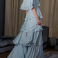 Hellblaues langes Ballkleid, modisches Abendkleid fg3328