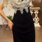 Black Mermaid Prom Party Dress White Lace Evening Dress Birthday Outfit  fg8714