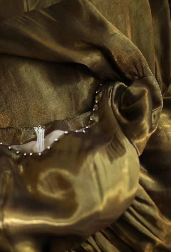 Green Velvet Prom Party Dress With Long Sleeves Classy Retro Evening Dress  fg8341