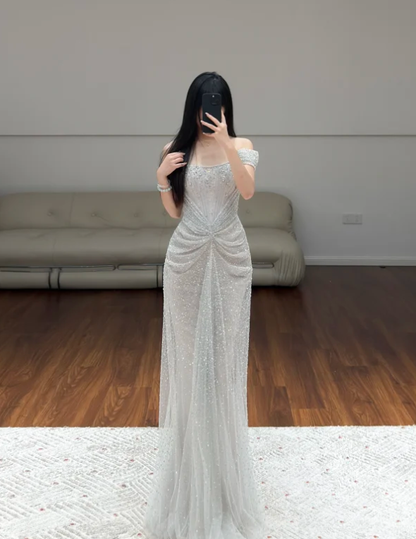 Buntes Meerjungfrau-Partykleid mit Pailletten und langen Abschlusskleidern fg8362