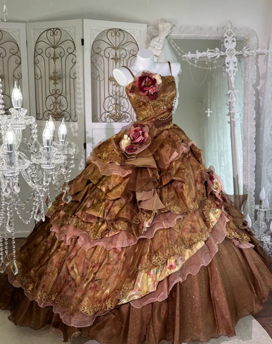 Ball Gown Brown Prom Party Dress Sweet 16 Birthday Dress fg8658