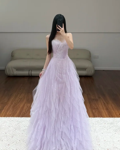 Lilac Tulle Prom Party Dress Evening Dress 19th Birthday Dress fg8617