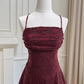 Wine Red Lace Cross Back Party Dress Prom Dress, Wine Red A-line Evening Dress  fg8740
