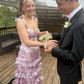 Elegant Double Straps Print Sleeveless Ruffles Prom Dress with Slit fg8303