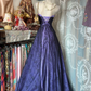 Elegant Strapless Lace Long Birthday Prom Dress Purple Evening Dress fg8750