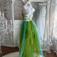 A Line Green Tulle Prom Party Dress Evening Dress Birthday Dress fg8644